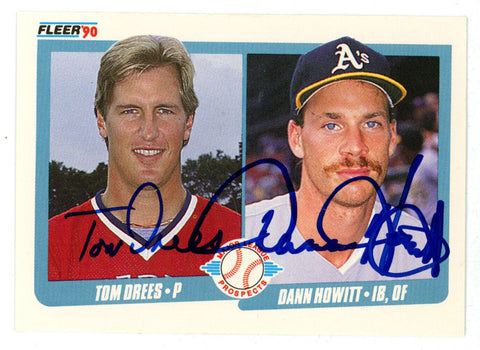 Tom Drees & Dann Howitt Signed White Sox/Athletics 1990 Fleer Trading Card 43194