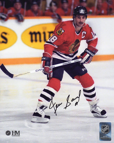Denis Savard Signed Chicago Blackhawks Red Jersey Action 8x10 Photo - (SS COA)
