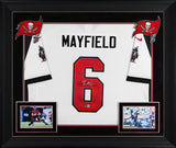 Buccaneers Baker Mayfield Signed White Nike Limited Framed Jersey BAS Witness