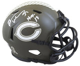 Bears Brian Urlacher "HOF 18" Signed Salute To Service Speed Mini Helmet BAS Wit