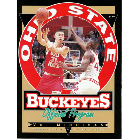 Ohio State Buckeyes v Michigan Wolverines 02/28/1993 Basketball Program 59339