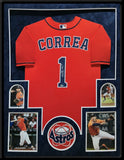 SUEDE FRAMED HOUSTON ASTROS CARLOS CORREA AUTOGRAPHED SIGNED JERSEY MLB HOLO