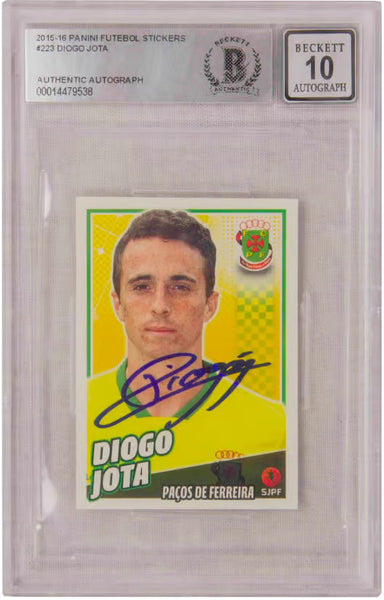 Diogo Jota Signed 2015-16 Panini Futebol Sticker #223 - BGS 10 Autograph