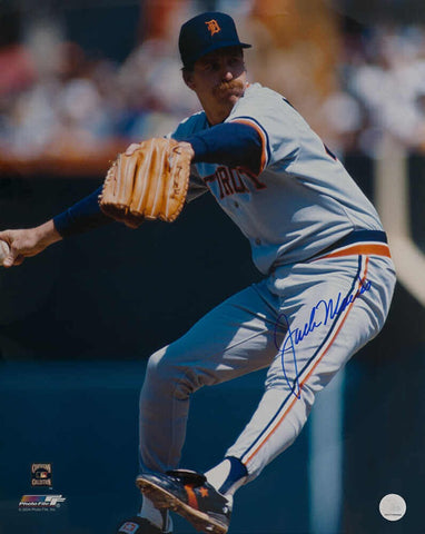 Jack Morris Signed Tigers Grey Jersey Pitching Action 16x20 Photo (SCHWARTZ COA)