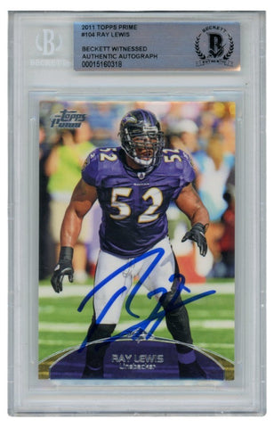 Ray Lewis Autographed/Signed 2011 Topps #104 Trading Card Slab Beckett 52673