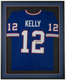 Jim Kelly Signed Framed Custom Blue Football Jersey JSA ITP