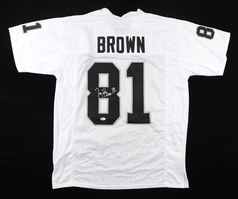 Tim Brown Signed Oakland Raiders Jersey (Beckett COA) 9xPro Bowl Wide Receiver