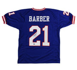 Tiki Barber Signed New York Custom Blue Jersey