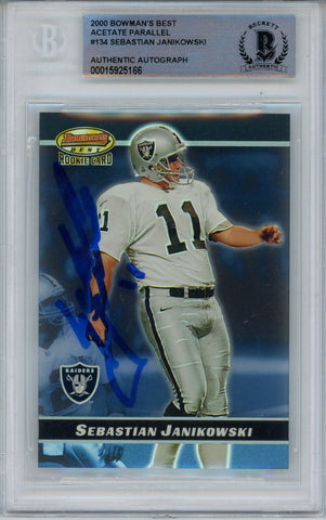 Sebastian Janikowski Signed 2000 Bowmans Best #134 Rookie Card BAS 42951
