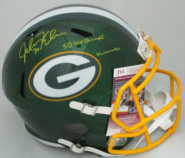 Packers JOHN KUHN Signed Full Size FLASH Replica Helmet AUTO w/ Scripts - JSA