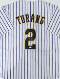 Brewers Infielder BRICE TURANG Signed Custom Replica Pinstripe Jersey AUTO - JSA