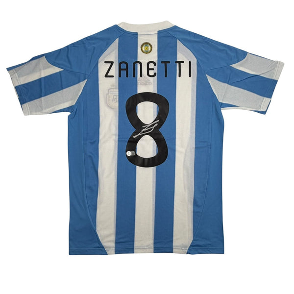 Autographed/Signed Javier Zanetti Argentina Soccer Jersey Beckett BAS COA