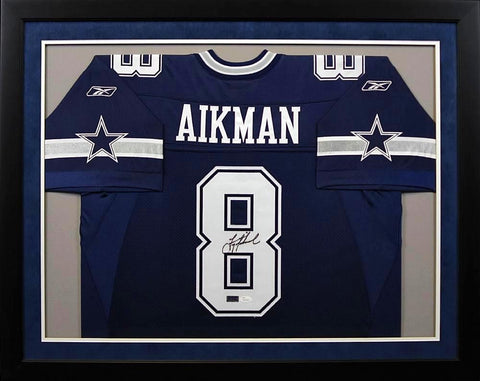TROY AIKMAN AUTOGRAPHED DALLAS COWBOYS #8 REEBOK FRAMED JERSEY JSA
