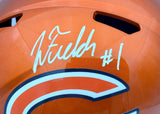JUSTIN FIELDS AUTOGRAPHED BEARS FLASH ORANGE FULL SIZE HELMET BECKETT 197095