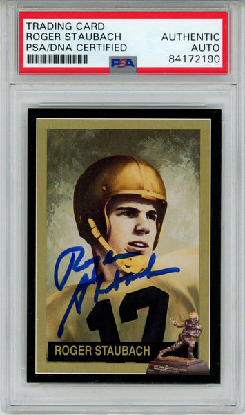 Roger Staubach Signed 1992 Downtown Athletic Club #29 Card PSA Slab 43563