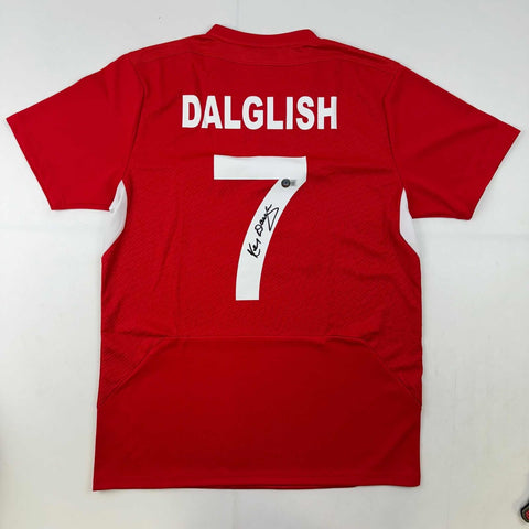 Autographed/Signed Kenny Dalglish Liverpool Red Carlsberg Soccer Jersey Beckett