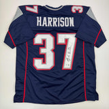 Autographed/Signed Rodney Harrison New England Blue Football Jersey Beckett COA