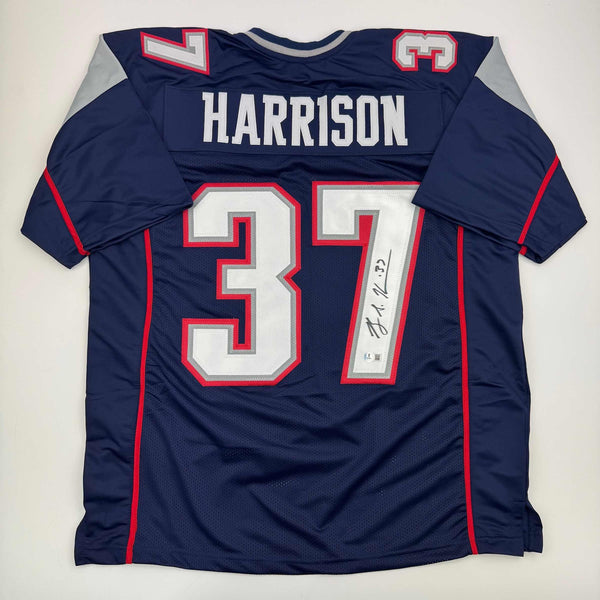 Autographed/Signed Rodney Harrison New England Blue Football Jersey Beckett COA