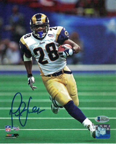 Marshall Faulk Autographed Los Angeles Rams 8x10 Photo SB XXXVI BAS 22748 PF