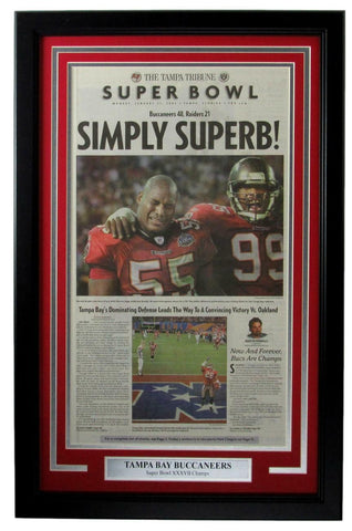 Buccaneers 2003 Super Bowl XXXVII Champs Tampa Tribune Newspaper Framed 157891