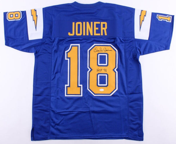 Charlie Joiner Signed Chargers Jersey Inscribed "HOF 96" (JSA) 3xPro Bowl WR