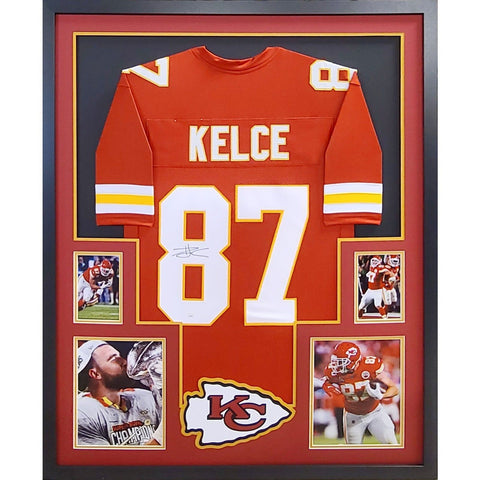 Travis Kelce Autographed Signed Framed Kansas City Chiefs Jersey JSA