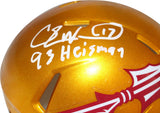 Charlie Ward Autographed FSU Seminoles Flash Mini Helmet Beckett 40714