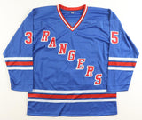 Mike Richter Signed N.Y. Rangers Jersey (Beckett) 1994 Stanley Cup Champ/ Goalie