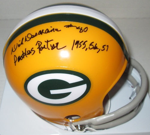 Green Bay Packers DICK DESCHAINE Signed Mini Helmet AUTO w/"Punter 1955, 56, 57"