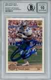 Emmitt Smith Signed 1992 Upper Deck #301 Trading Card Beckett 10 Slab 35093