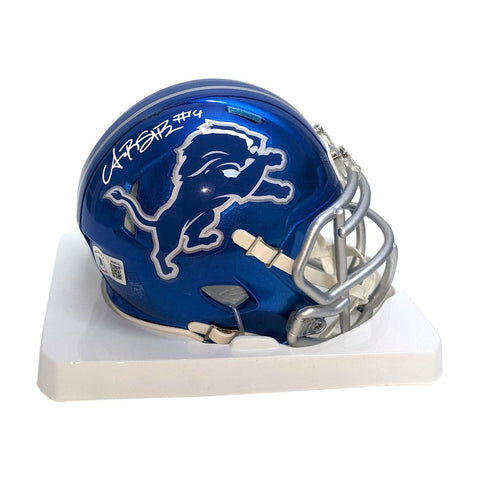 Amon Ra St. Brown Autographed Detroit Lions Flash Mini Helmet - Beckett