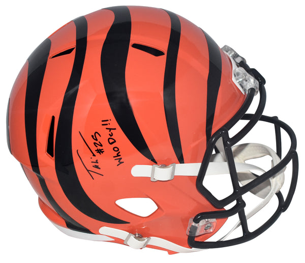 TAHJ BROOKS AUTOGRAPHED CINCINNATI BENGALS FULL SIZE SPEED HELMET W/ WHO DEY