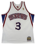 76ers Allen Iverson Authentic Signed White M&N HWC Authentic Jersey BAS Witness