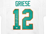 MIAMI DOLPHINS BOB GRIESE AUTOGRAPHED WHITE JERSEY BECKETT BAS WITNESS 222016