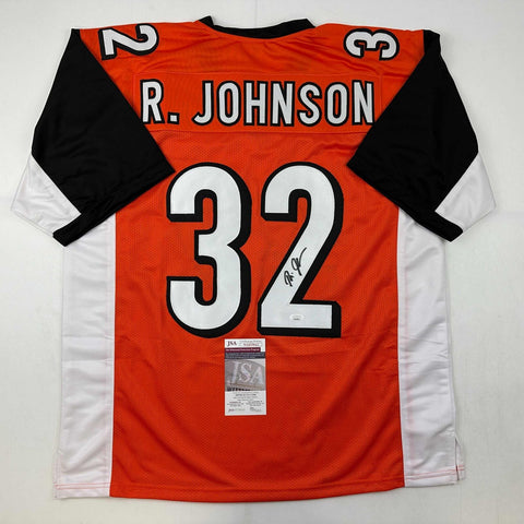 Autographed/Signed Rudi Johnson Cincinnati Orange Football Jersey JSA COA