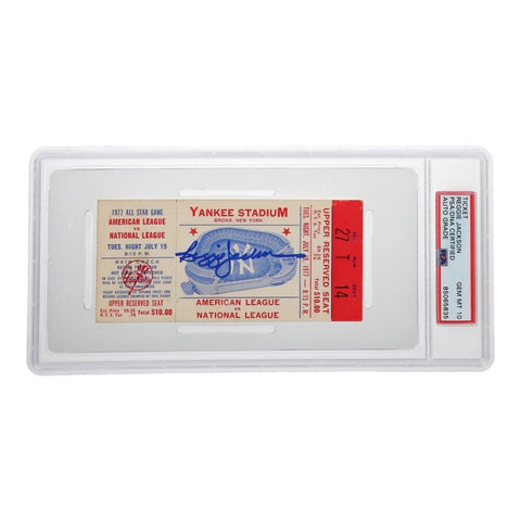 Reggie Jackson Signed 1977 All-Star Game Ticket Stub (PSA 10) Yankee Stadium N.Y
