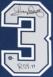 Cowboys Tony Dorsett "3x Insc" Signed Navy Blue M&N Framed Jersey w/ Grey #s BAS