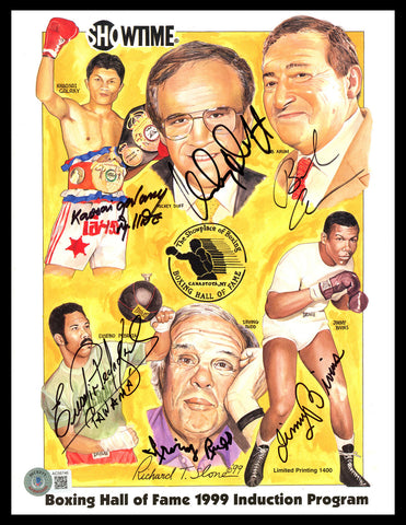 Boxing Legends Autographed Hall of Fame Induction Program 6 Sigs Beckett
