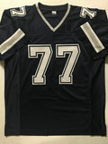 Autographed/Signed JIM JEFFCOAT Dallas Dark Blue Football Jersey JSA COA Auto