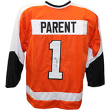Bernie Parent Autographed/Signed Pro Style Orange Jersey JSA 43524