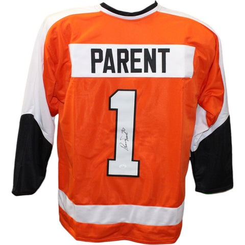 Bernie Parent Autographed/Signed Pro Style Orange Jersey JSA 43524