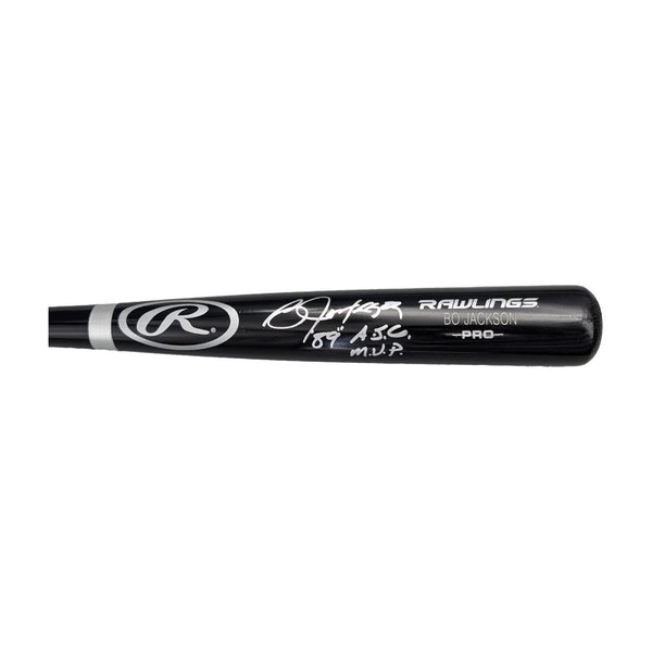Bo Jackson Autographed Black Rawlings Pro Baseball Bat w/ Inscription - BWA