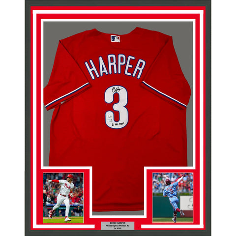 Framed Autographed/Signed Bryce Harper 33x42 21 NL MVP Jersey Fanatics & MLB COA