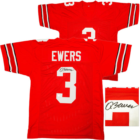 OHIO STATE BUCKEYES QUINN EWERS AUTOGRAPHED RED JERSEY BECKETT WITNESS 222846