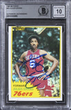 76ers Julius "Dr. J." Erving Signed 1981 Topps #30 Card Auto 10! BAS Slabbed 2