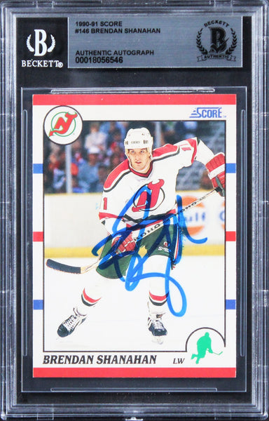Devils Brendan Shanahan Authentic Signed 1990 Score #146 Card BAS Slabbed