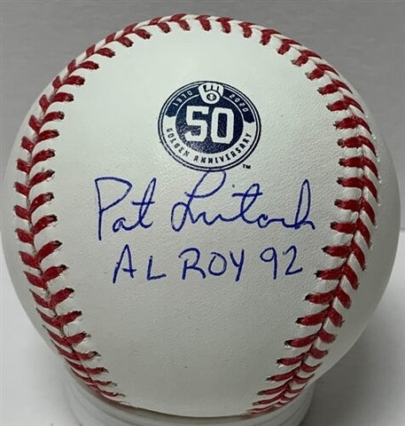 Brewers PAT LISTACH Signed Milw 50th Annivesary Baseball AUTO w/ AL ROY '92 JSA