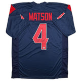 Autographed/Signed Deshaun Watson Houston Blue Color Rush Jersey BAS COA