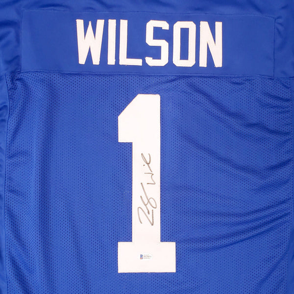 BYU COUGARS ZACH WILSON AUTOGRAPHED ROYAL BLUE JERSEY BECKETT BAS STOCK #191149
