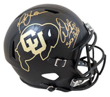Colorado (2) Sapp & Faulk Signed Black Full Size Speed Rep Helmet W/ Case BAS W